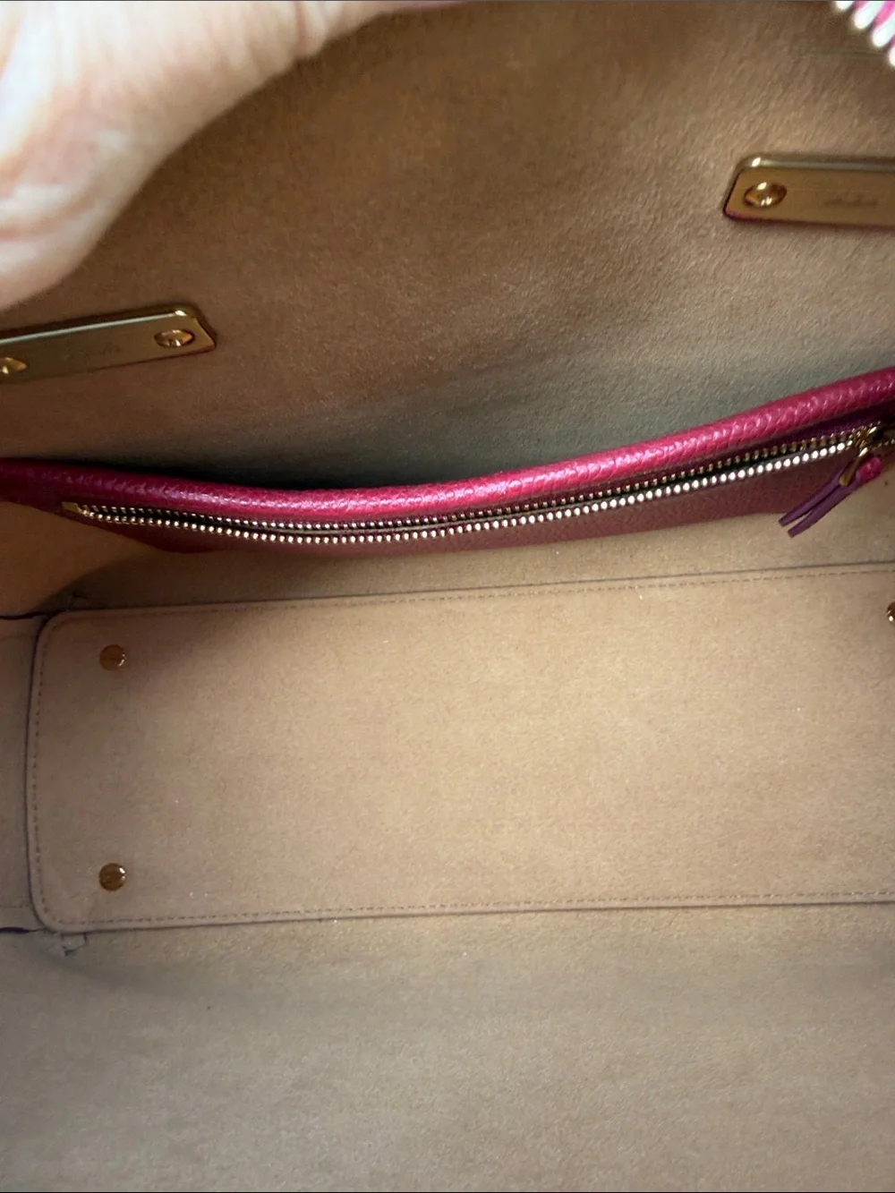 MCM Red Leather Satchel Bag